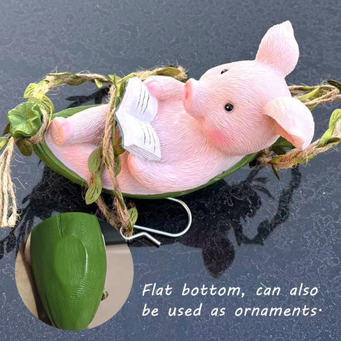 Pig Statue Garden Outdoor,Swing Garden Hanging Pig Resin Home Decor,Charmingly Naive Pig Decoration Garden Decor for Patio Yard Lawn Fence Pathway...