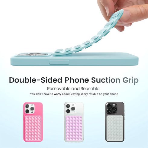 Silicone Double-Sided Suction Phone Case Detachable Mount - Hands-Free, Reusable, Easy to Clean, Strong Grip Holder for Selfies & Videos, - iPhone...