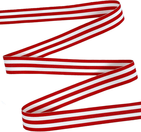 Morex Ribbon Striped Polyester Grosgrain Ribbon, Party Decorations, Gift Wrapping, Fun Patterns, 7/8" by 20 yd., Red...