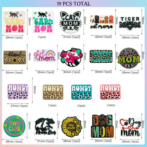 Dog Mom Silicone Focal Beads for Pens Characters Mama Club Focal Beads Silicone Charms Keychain Making Kit Assorted Silicone Shaped Beads for Bead...