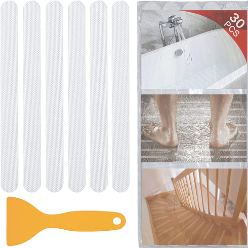 V-TOP 30 PCS Non Slip Shower Stickers, Safety Shower Non Slip Adhesive Strips Treads for Bathroom Floor Tub Stairs Ladders Pools Boats, Bathtub Ap...