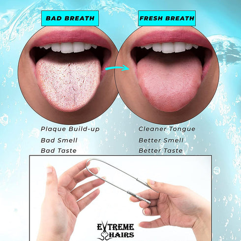 ExtremeShears Tongue Scraper Professional Tongue Cleaner Tongue Cleaner Reusable Stainless Steel Tongue Scrapers with Dual Carved Handle No Slip G...