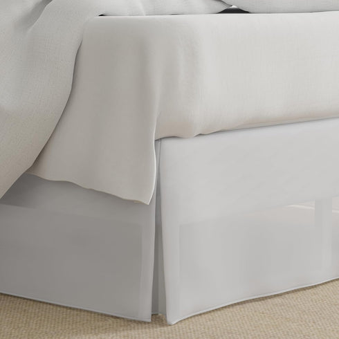 Luxury Hotel Tailored Bed Skirt, Box Pleats, 14 Inch Drop, Queen, White...