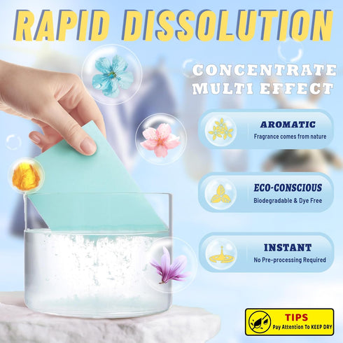 Morigins Ultra Concentrated Laundry Detergent Sheets (120 Loads, 60 Sheet), Sweet Sakura Scent, Clean Breeze, Non Toxic People Safe, Washing Trave...