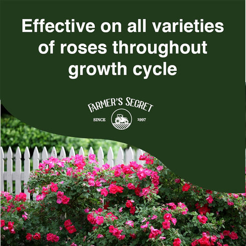 Farmer's Secret Rose Booster Fertilizer (8oz) - Super Concentrated - Formulated for All Types of Roses Throughout The Life Cycle - Encourages Heal...
