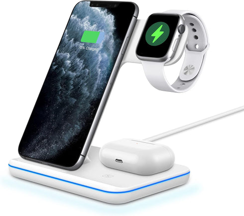 Wireless Charger, 3 in 1 Wireless Charging Station for Apple iWatch 7/SE/65/4/3/2 AirPods 2/3/Pro Qi Certified Fast Charging Stand for iPhone 14/1...