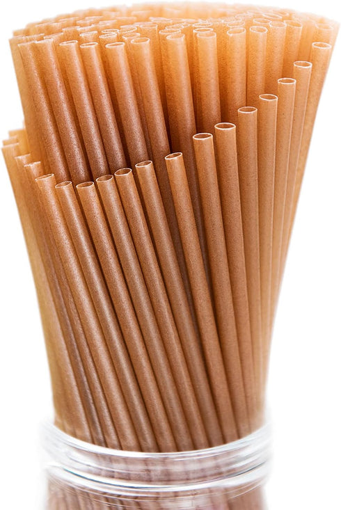 100pcs Sugarcane Straws, 8 Inch Sturdy Biodegradable Plastic Free Eco-Friendly Compostable Smoothie Drinking Straws for Home Restaurant Beach Part...