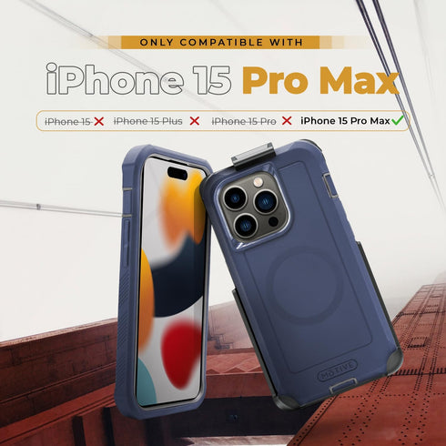 MOTIVE for iPhone 15 Pro Max Case with Belt Clip, Magnetic Case Magsafe Compatible, Heavy Duty and Quad Layer Military Grade Protection Case Holst...