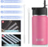 koodee 12 oz Water Bottle with Straw- Stainless Steel Double Wall Vacuum Insulated Wide Mouth Flask with Straw Lid, Sports Metal Water Bottle for ...