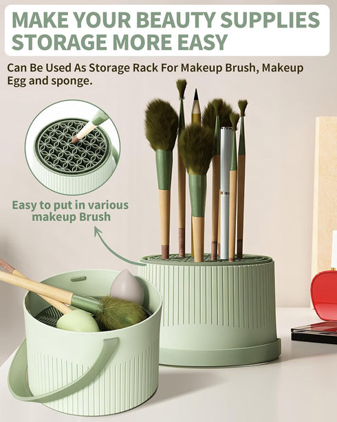 Makeup Brush Cleaner Bowl, 3 in 1 Silicone Makeup Brush Cleaning Bowl with Brush Drying Rack Makeup Brush Cleaning Tool Organizer for Makeup Brush...