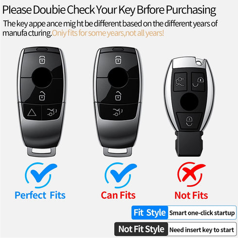 Tukellen for Mercedes Benz Key fob Cover Genuine Leather with Keychain,Leather Protector Key case Compatible Mercedes Benz 2017-2023 E-Class 2018-...