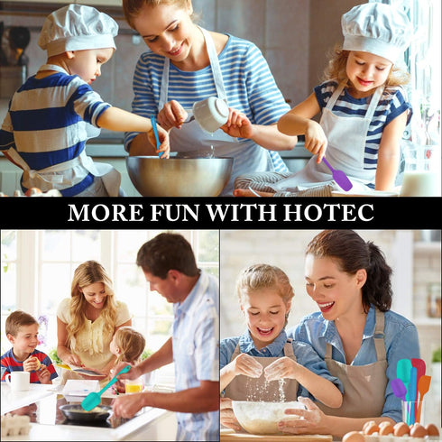 HOTEC Heat Resistant 600? Food Grade Silicone Rubber Spatula Set for Baking, Cooking, and Mixing Non Stick Dishwasher Safe BPA-Free Multicolor Set...