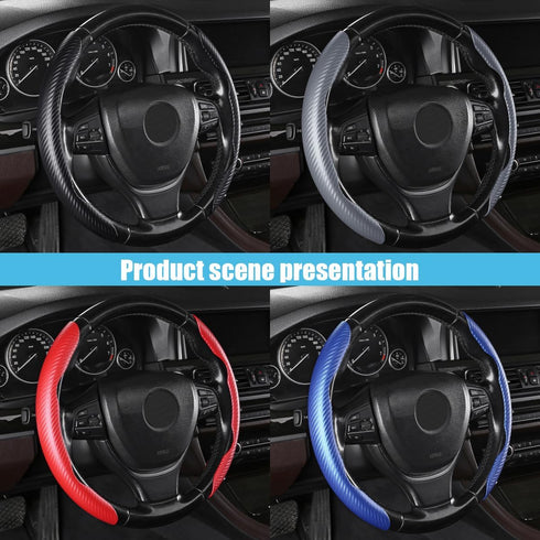 Carbon Fiber Anti-Skid Car Steering Wheel Cover - Segmented Butterfly Steering Wheel Protector Anti-Slip Universal Fit for Most Cars, SUVs Interio...