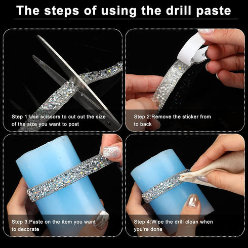 Hicarer 3 Yards Resin Rhinestone Ribbons for Wedding Self Adhesive Diamond Crystal Ribbon Roll Glitter Resin Diamond Belt Bling for Craft DIY Bag ...