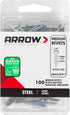 Arrow Fastener RMS1/8IP Medium Steel 1/8-Inch Pop Rivets for Metal, Fabric, Leather, and Auto Repair, 100-Pack, 1/8 Inch, 100...
