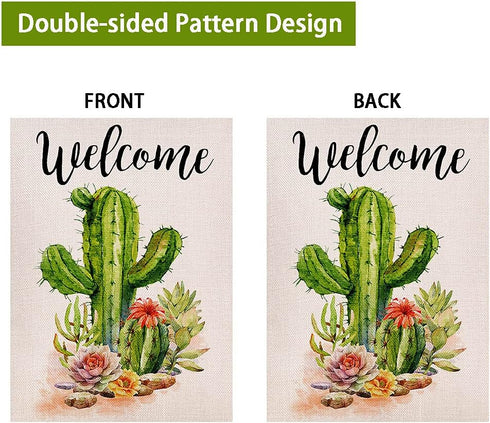 Welcome Cactus Garden Flag Vertical Double Sided Rustic Farmhouse Flag Yard Outdoor Decoration 12.5 x 18 Inch...