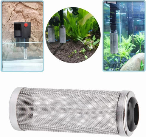 Aquarium Filter Cover Stainless Steel Intake Strainer Fish Shrimp Cover Filter Guard Fish Shrimp Mesh Aquarium Intake Filter Mesh for Shrimp and F...