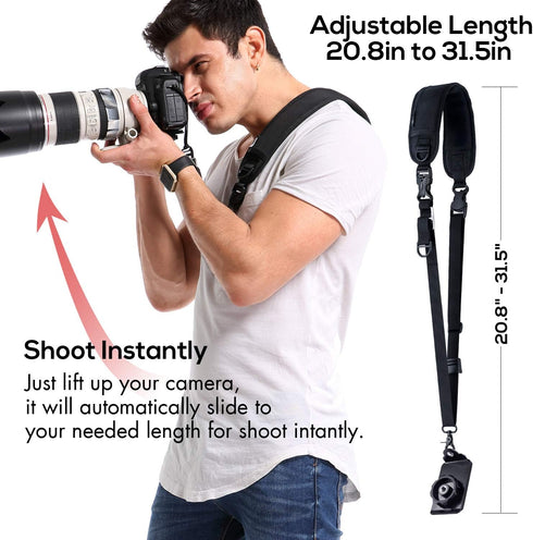 waka Camera Neck Strap with Quick Release and Safety Tether, Adjustable Camera Shoulder Sling Strap for Nikon Canon Sony Olympus DSLR Camera - Ret...