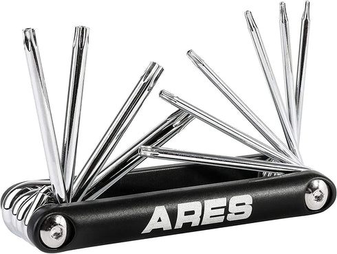 ARES 44000-10-Piece Tamper-Proof Folding Star Key Set - Sizes Include T-6 to T-30 - Corrosion-Resistant CR-V Steel Construction...