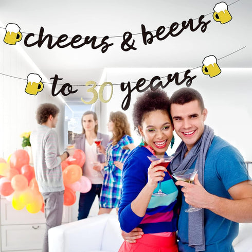 Interchangeable Numbers Cheers & Beers to Any Age Banner Cursive Banner Beer Birthday Sign Happy Birthday Anniversary Bunting Party Decorations...