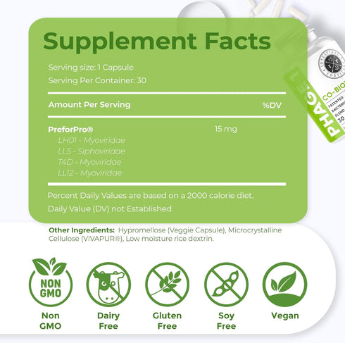Phage 1 - Ultimate Gut Health Supplement, Total Restore Intestinal Defense, Patented Bacteriophage Blend for Gut Support, Digestive & Immune Syste...