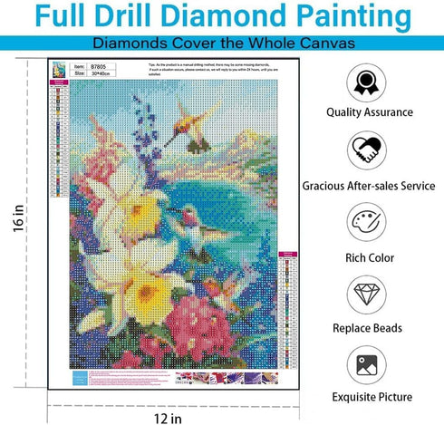 Eiazuiks Diamond Painting Kits for Adults,Bird 5D DIY Diamond Art Kits Full Drill Diamond Dots for Gift Wall Decor and Relaxation Gem Arts 12x16 i...
