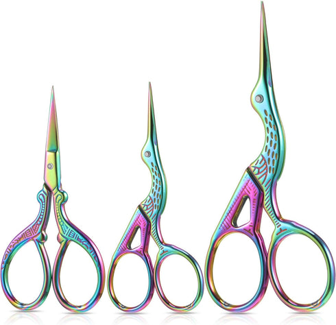 3-Piece Stork Stainless Steel Crane Design Sewing Scissors - Embroidery, Tailor & Dressmaker Shears for Sewing, Craft & Everyday Use...