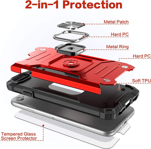 for iPhone SE 2020 Case with Screen Protector,Shockproof Drop Test Cover with Car Mount Kickstand Lightweight Protective Case for iPhone 6/6s/7/8/...