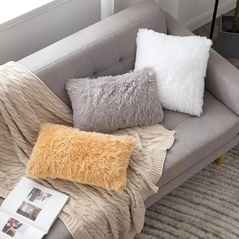 MIULEE Pack of 2 Decoration Luxury Faux Fur Throw Pillow Covers Winter Cute Deluxe Decorative Plush Pillow Case Cushion Cover Shell for Sofa Bedro...