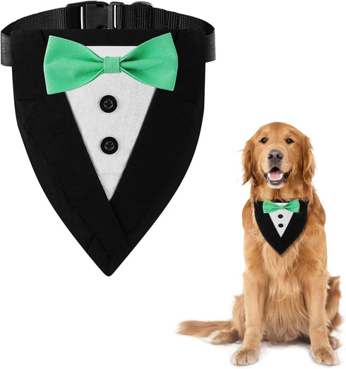 Dog Collars, Formal Dog Tuxedo Wedding Dog Bandana,Suitable for Medium and Large Dogs Bow Tie Dog Collar,Dog Valentines Outfit Birthday Cosplay HI...