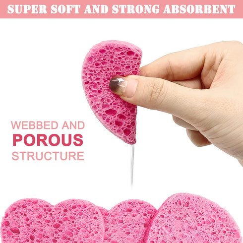 50 Count Compressed Facial Sponges with a Portable Storage Case,Natural Cellulose Spa Heart Shape Face Sponge for Daily Deep Cleansing Exfoliating...