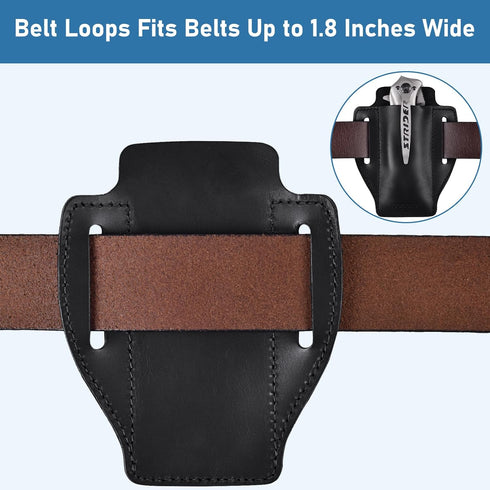Knife Sheath for Belt, SOGCASE Compact EDC Leather Sheath, Folding Knife Holder, Pocket Knife Holster Compatibility with Praxis Flipper, 110/112 R...