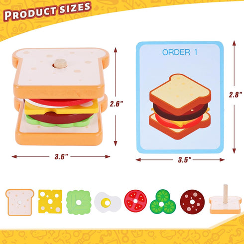 LovesTown Wooden Stacking Toys, Sandwich Stacking Toys Montessori Toys for Kids Educational Preschool Learning Toys for Boys Girls Birthday Gifts...