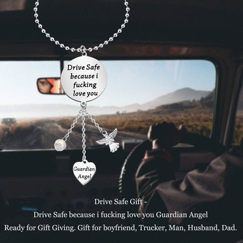 Lywjyb Birdgot Beautiful Rearview Mirror Car Charm Window Hanging Ornament Car Interior Rearview Mirror Pendant New Car Mirror Charms (Drive Safe ...