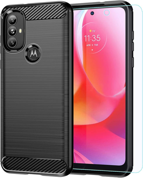 for Moto G Power 2022 case, Motorola G Power 2022 case, with HD Screen Protector, Fashion Flexible TPU Bumper Soft Rubber Protective Case Cove for...