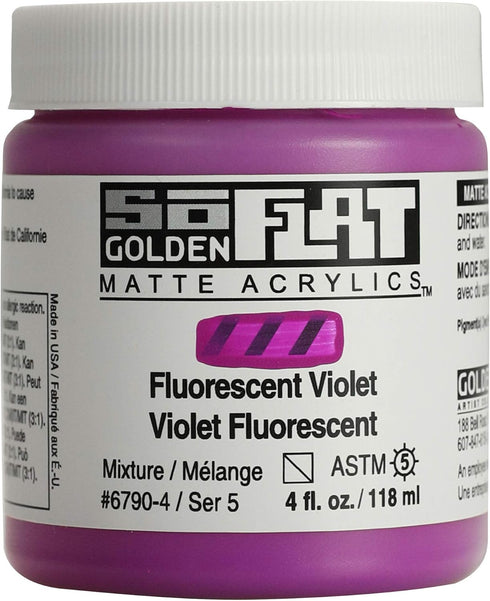 Golden SoFlat Acrylics, Fluorescent Violet (4 fl. oz./ 118 ml Jar)...