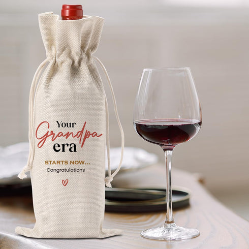 Funny Grandpa Baby Announcement Wine Bag, Pregnancy Baby Announcement Gifts for Grandpa Wine Bags, Grandpa Gifts for Men, Your Grandpa Era Starts ...