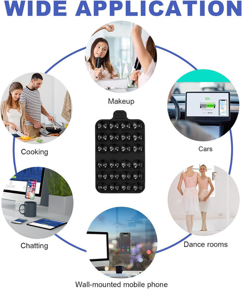 Double-Sided Suction Cup Phone Mount, Silicone Suction Phone Case Adhesive Sticky Phone Grip Hands-Free Phone Grip Silicone Phone Holder for iPhon...