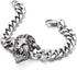 COOLSTEELANDBEYOND Heavy and Study Mens Biker Stainless Steel Lion Head Curb Chain Bracelet, Polished, Punk Rock...