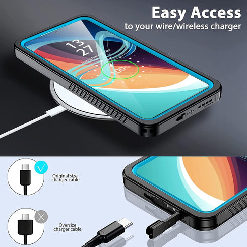 Clear Samsung Galaxy S23 Waterproof Heavy Duty Case with Screen Protector, Shockproof & Anti-Slip - Blue......