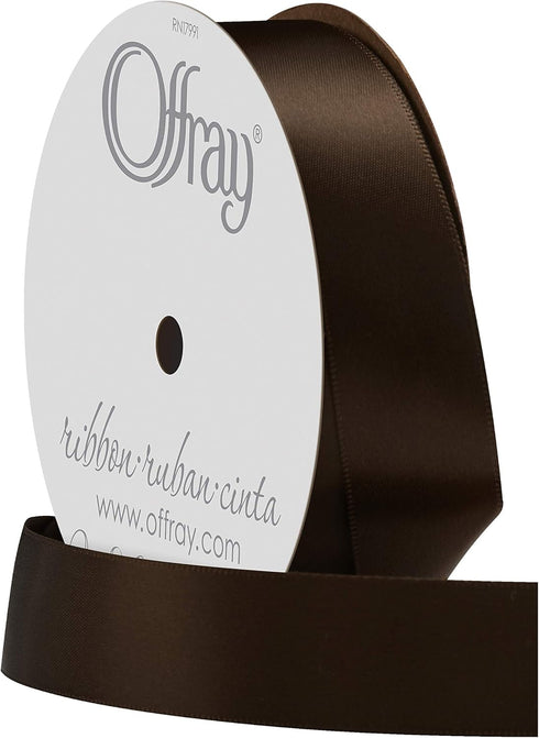 Berwick Offray 7/8" Wide Double Face Satin Ribbon, Brown, 20 Yards...