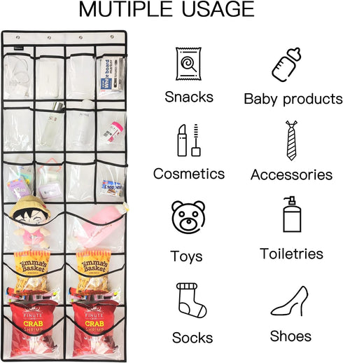 Extra Large Hanging Crystal Clear Over Door Shoe Organizers, Closet Shoe Organizer Shoe Rack Organizer Shoe Storage, 12+6Pockets, 4+4Hooks, white ...