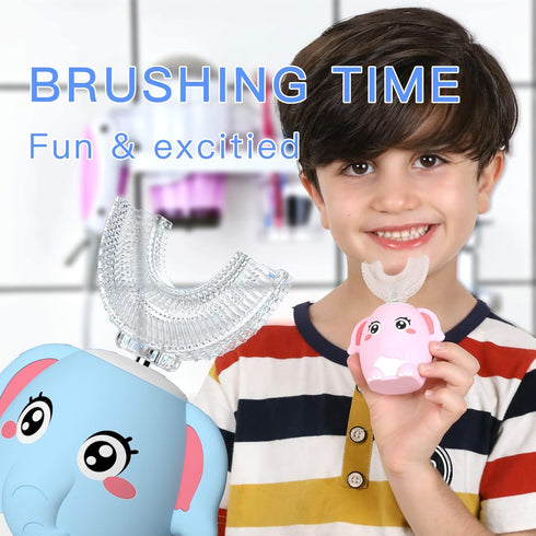Kid Electric U Shaped Toothbrush with 4 Soft Brush Heads Rechargeable Children Toothbrush with 6 Cleaning Modes IPX7 Waterproof - (Age 2-7 Blue)...