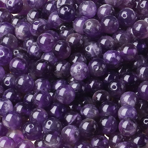Amethyst 6mm Natural Stone Beads Round Loose Gemstone Stone Beads for DIY Bracelet Necklace Earrings Jewelry Making Polishing Genuine Real Stone B...