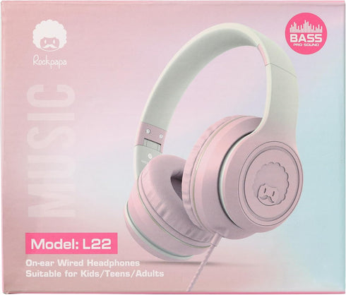 rockpapa L22 Wired Headphones for Kids Girls Boys Women with Microphone, Foldable Stereo 3.5mm Corded Headphones for School Classroom Chromebooks ...