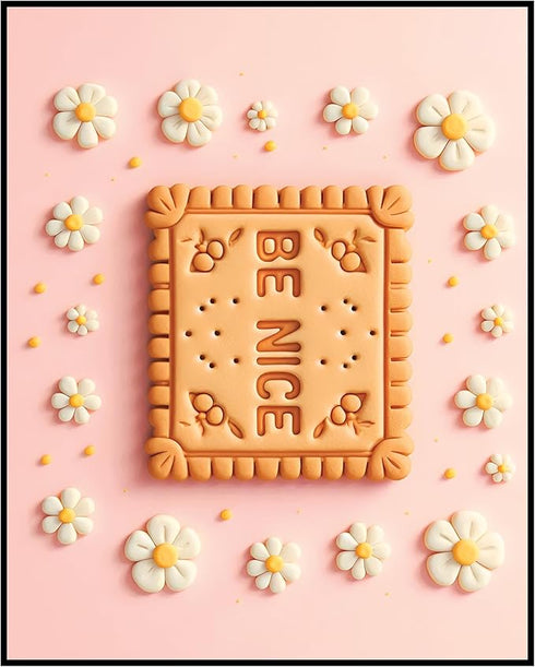 Posterizer 1 pcs-Be Nice Biscuit Quote-Cute kitchen art-Kitchen & Bar Art-GIft for Men Women Teens-Art for Cafe, Restaurant, Coffee Bar - unframed...