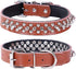 Adjustable Genuine Leather Spiked Studded Dog Collars for Small Medium Large Pets Like Pit Bull Bulldog Pugs Husky (L, Brown)...