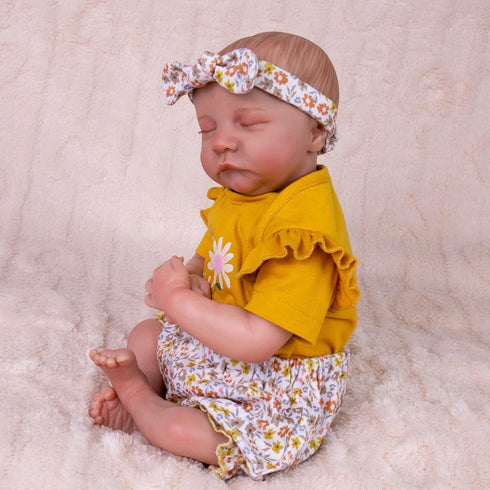Aori Reborn Baby Dolls Clothes 20 inch Outfit 3 pcs Yellow Flower Set for 17-20 Inch Reborn Doll Newborn Girl...