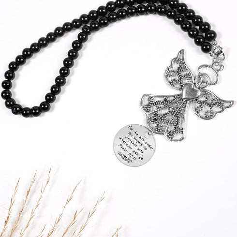Angel Car Charm, for He Will Order His Angels to Protect You Wherever You Will Go, Psalm 91:11, Rear View Mirror Car Charm, Car Accessories for Wo...