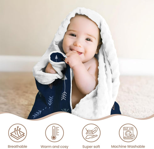 SANDJEST Baby Blanket for Boys with Double Layer Dotted Backing - Arrows Printed 30 x 40 Receiving Blankets Infant Newborn Toddler Gift for Baby S...